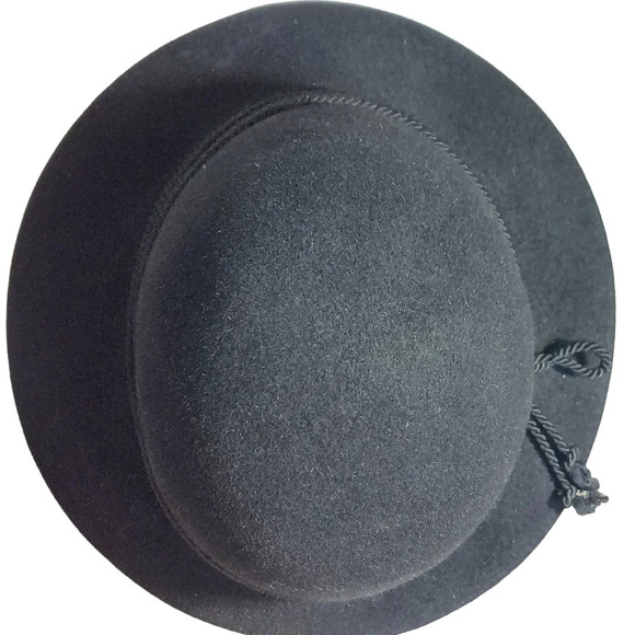 Vintage Muhlbauer Black Wool Felt Hat‎ with Velvet headband and rope details - Picture 10 of 13